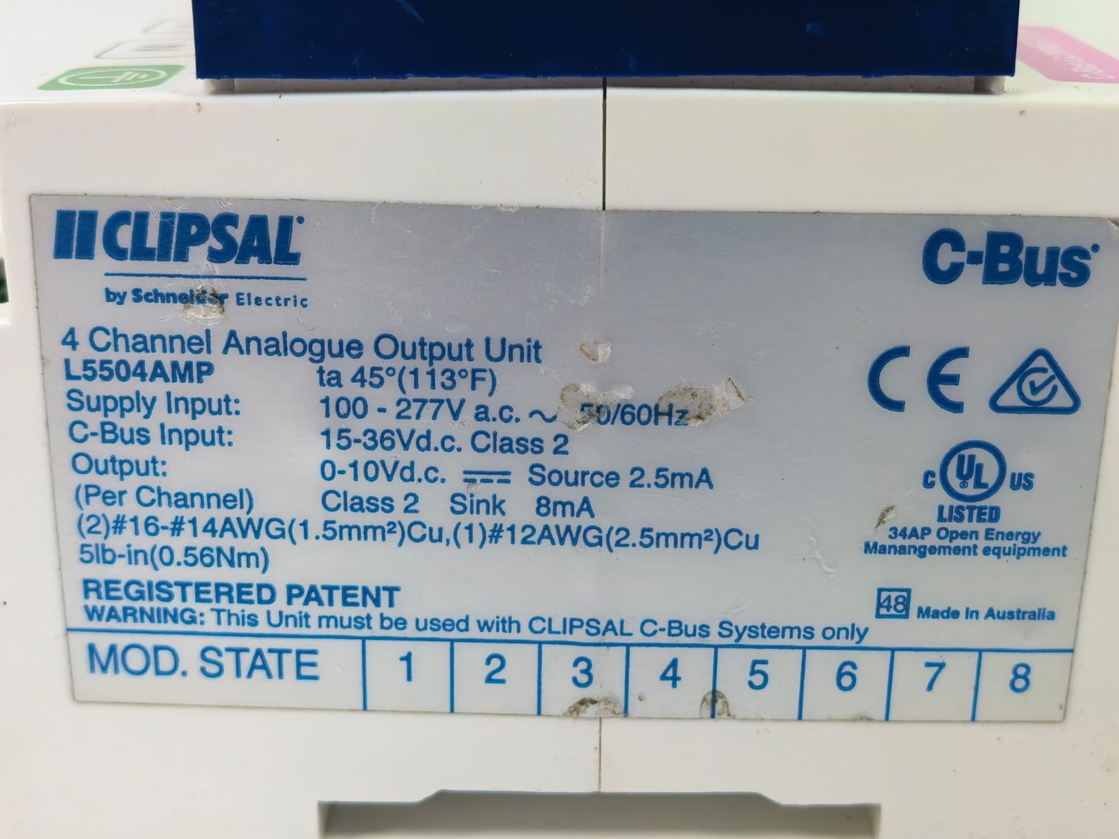 Clipsal L5504AMP CLIPSAL L5504AMP 4 CHANNEL ANALOGUE OUTPUT UNIT (MFG: 2012) 10