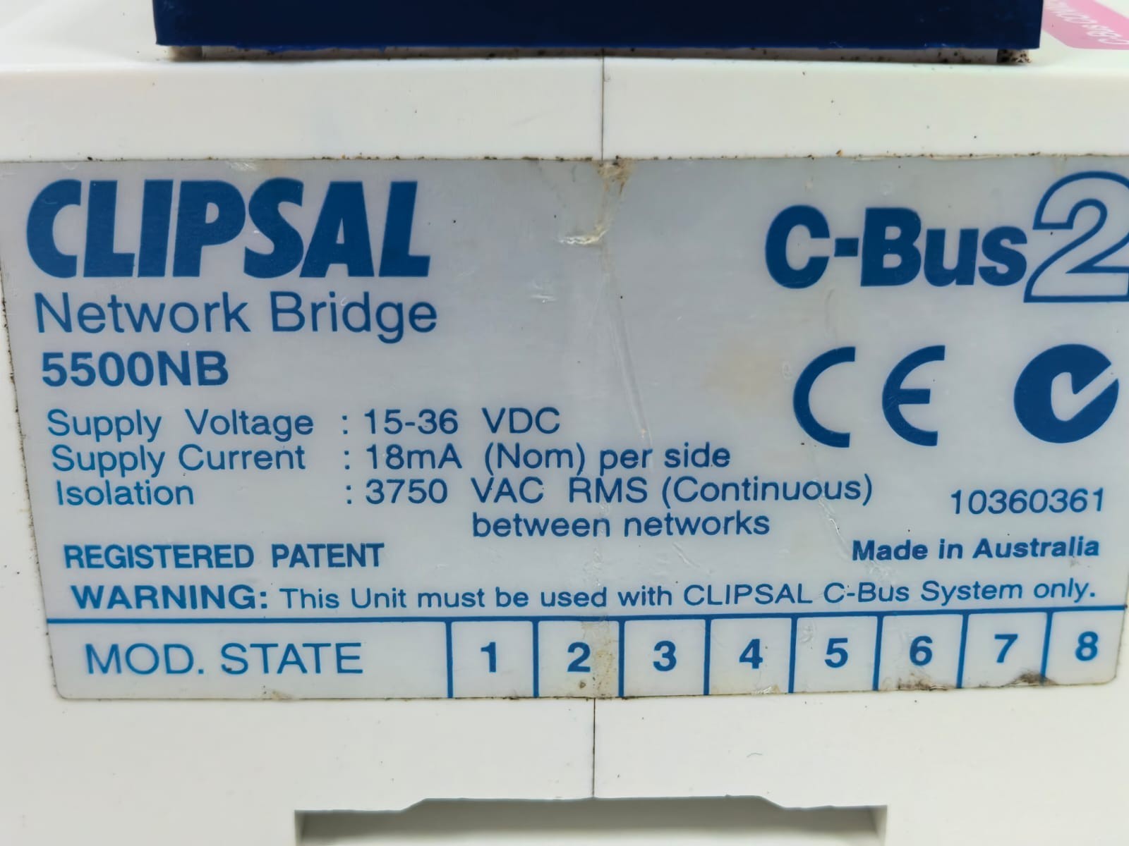 CLIPSAL 5500NB CLIPSAL C-BUS2 5500NB NETWORK BRIDGE (MFG:2012) 6