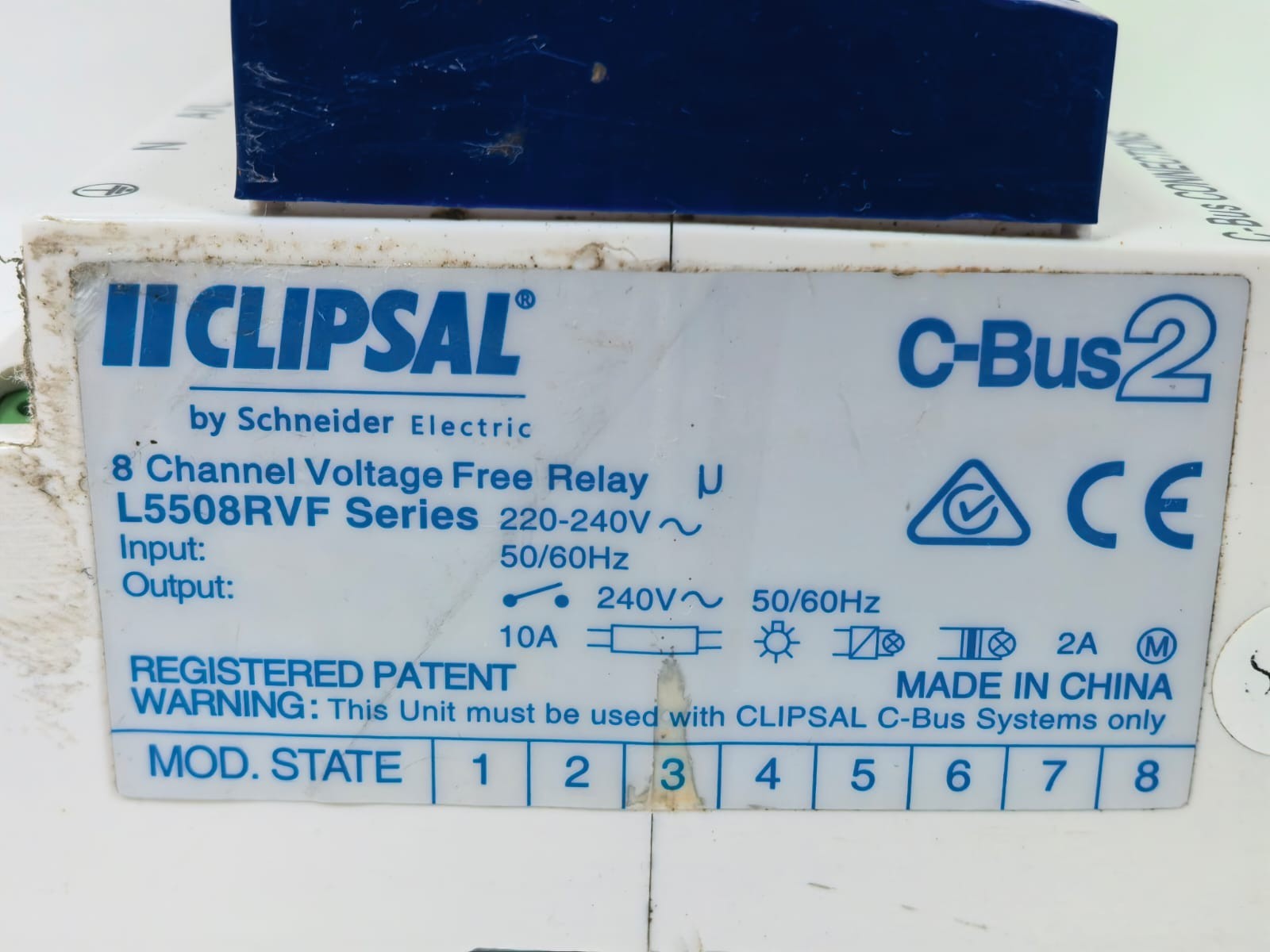 Clipsal L5508RVF CLIPSAL L5508RVF C-BUS2 8-CHANNEL VOLTAGE FREE RELAY 220-240V 7