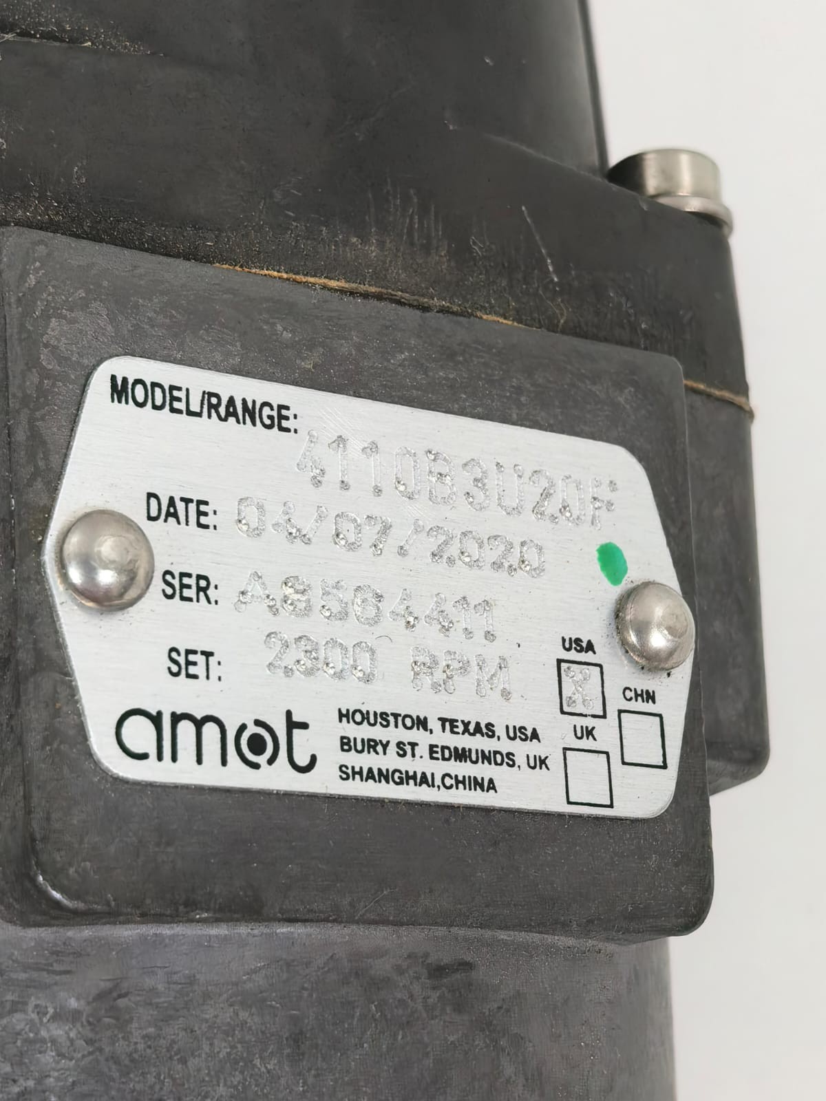AMOT 4110B3U20F AMOT 4110B3U20F 2300RPM HYDRO-MECHANICAL OVERSPEED SENSING VALVE 4